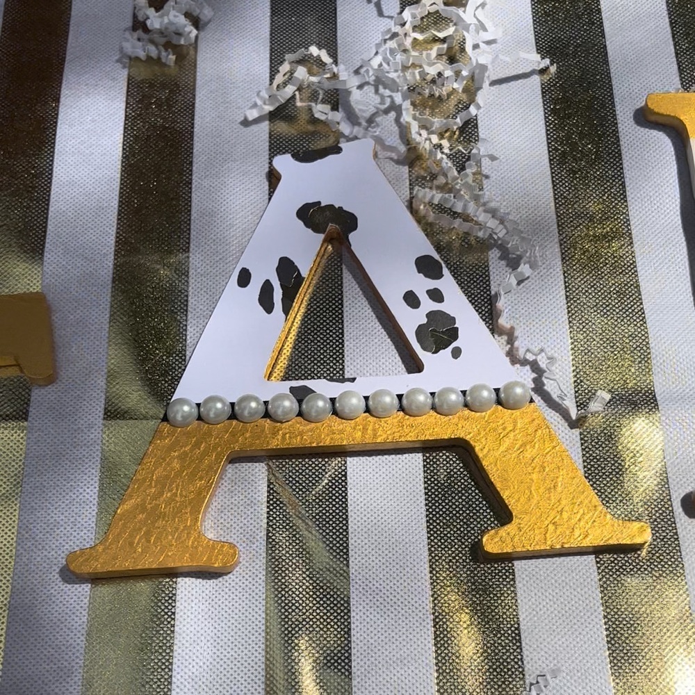 Personalized Custom Wooden Letters (gold,white,& black)